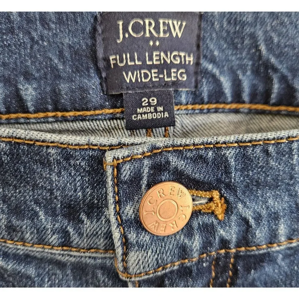 J CREW Women's 29 All Day Jeans Medium Blue Straight Wide Leg 99% Cotton 29 x 29